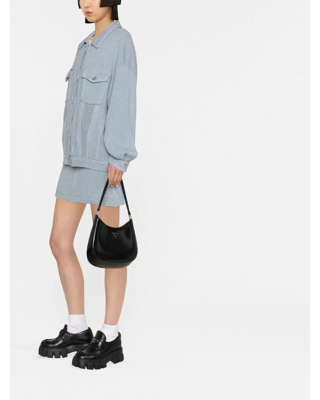 Barrie Blue Contrast-Stitching Denim-Effect Jacket