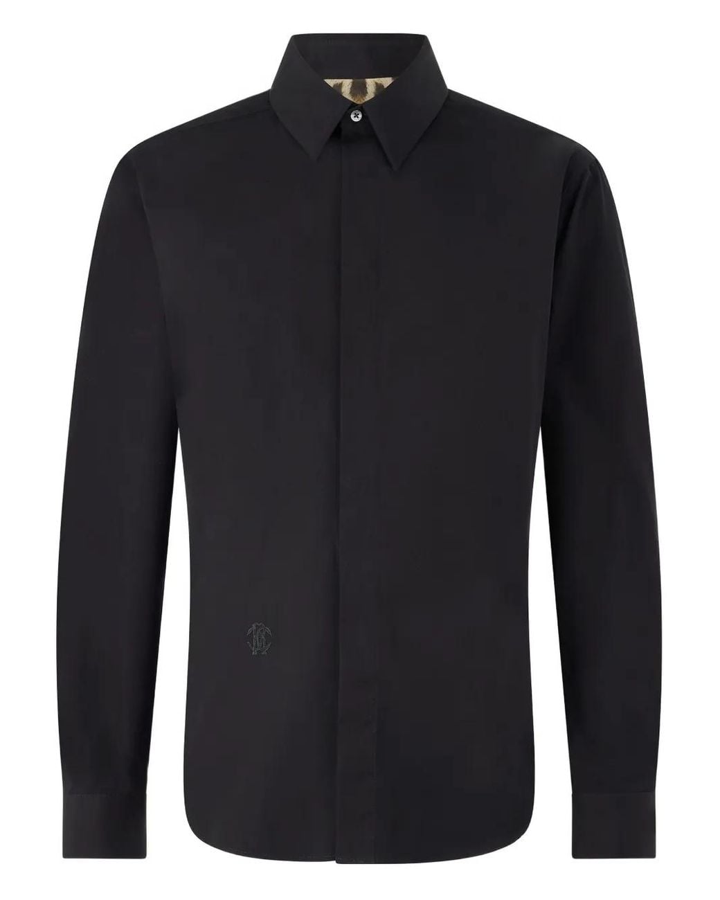 Roberto Cavalli Blue Logo-Embroidered Shirt for men