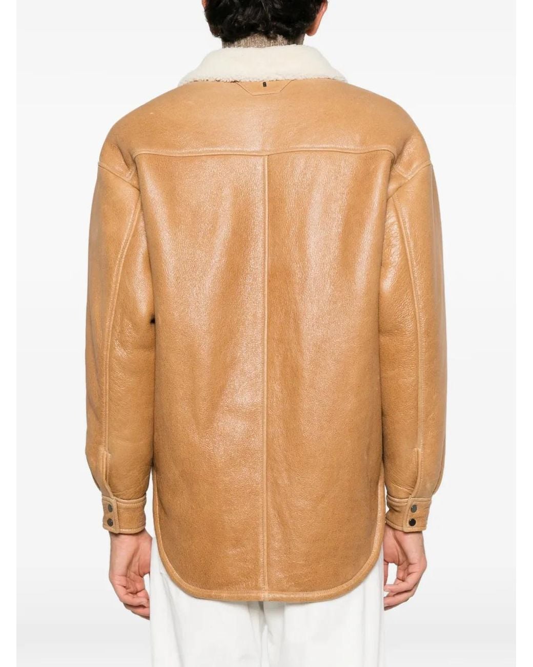 Salvatore Santoro Natural Shearling-Collar Leather Jacket for men