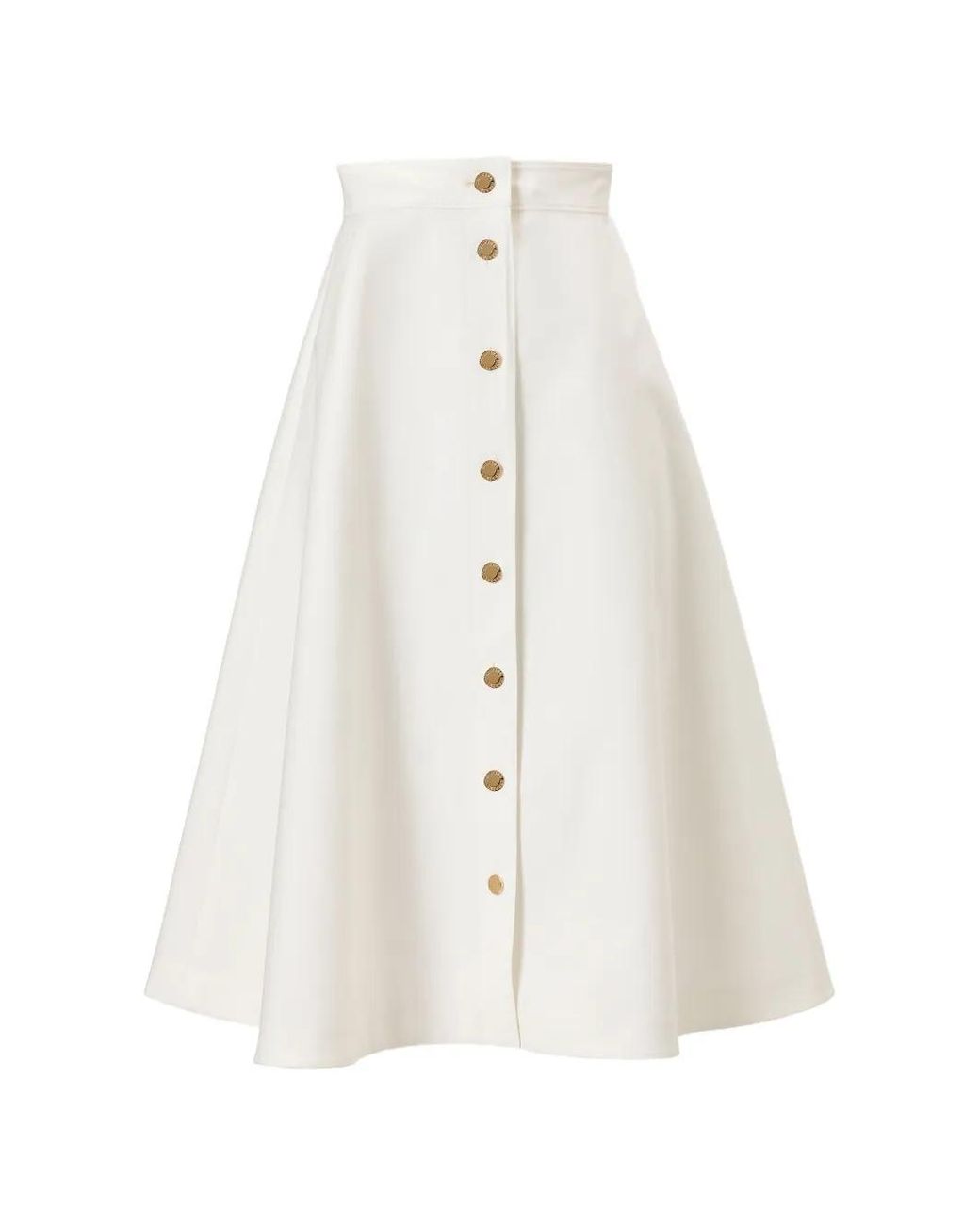 Carolina Herrera White Button-Front Midi Skirt