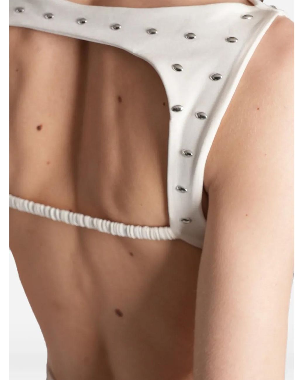 Siedres White Stud-Embellished Backless Top