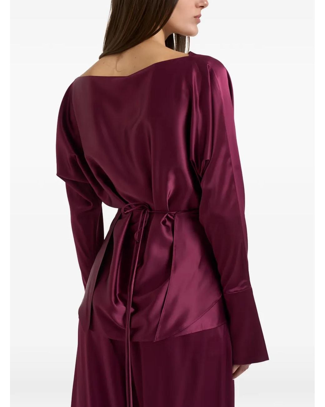 Danamé Purple Draped Wrap-Style Blouse