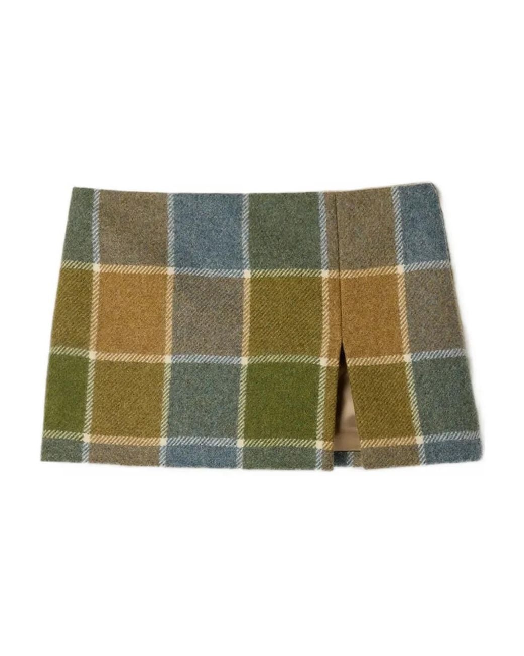 Miu Miu Green Checked Miniskirt