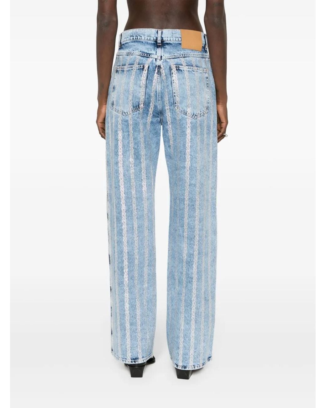 GIUSEPPE DI MORABITO Blue Crystal-Embellished Straight Jeans