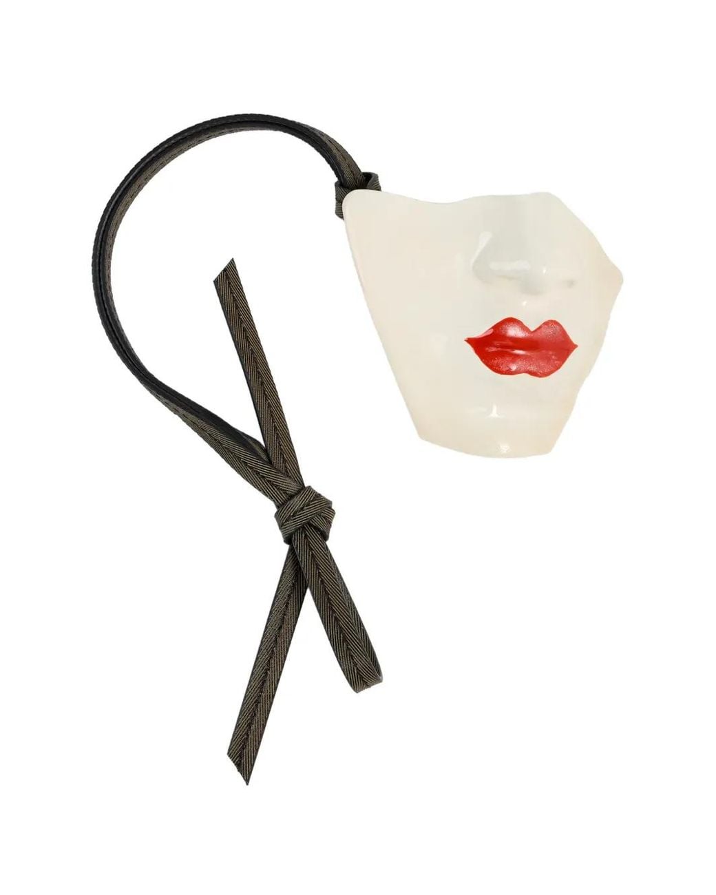 Maison Margiela White Broken Doll Face Lips Bag Charm
