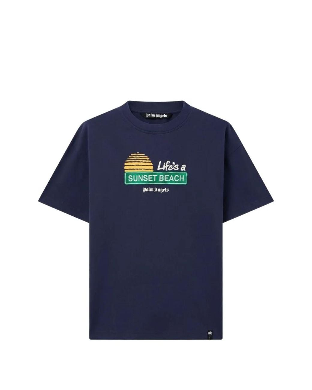 Palm Angels Blue Sunset Signal Graphic-Print T-Shirt for men