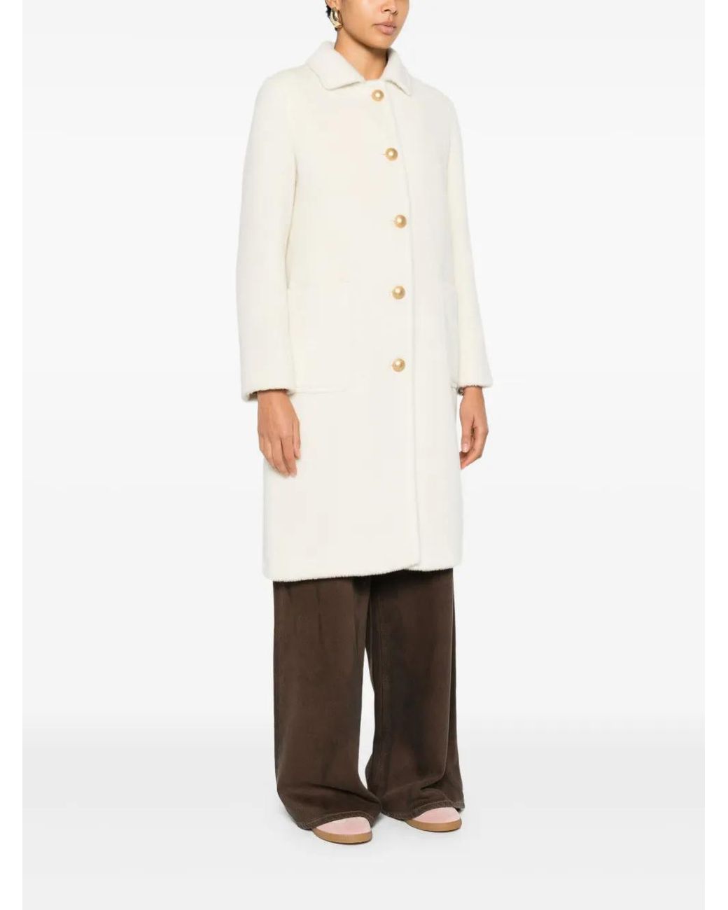 Tagliatore White Buttoned Coat