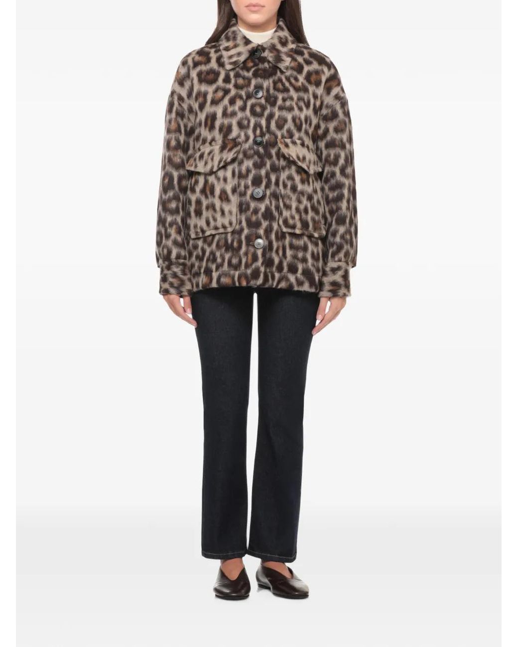 Alberto Biani Brown Leopard-Print Jacket