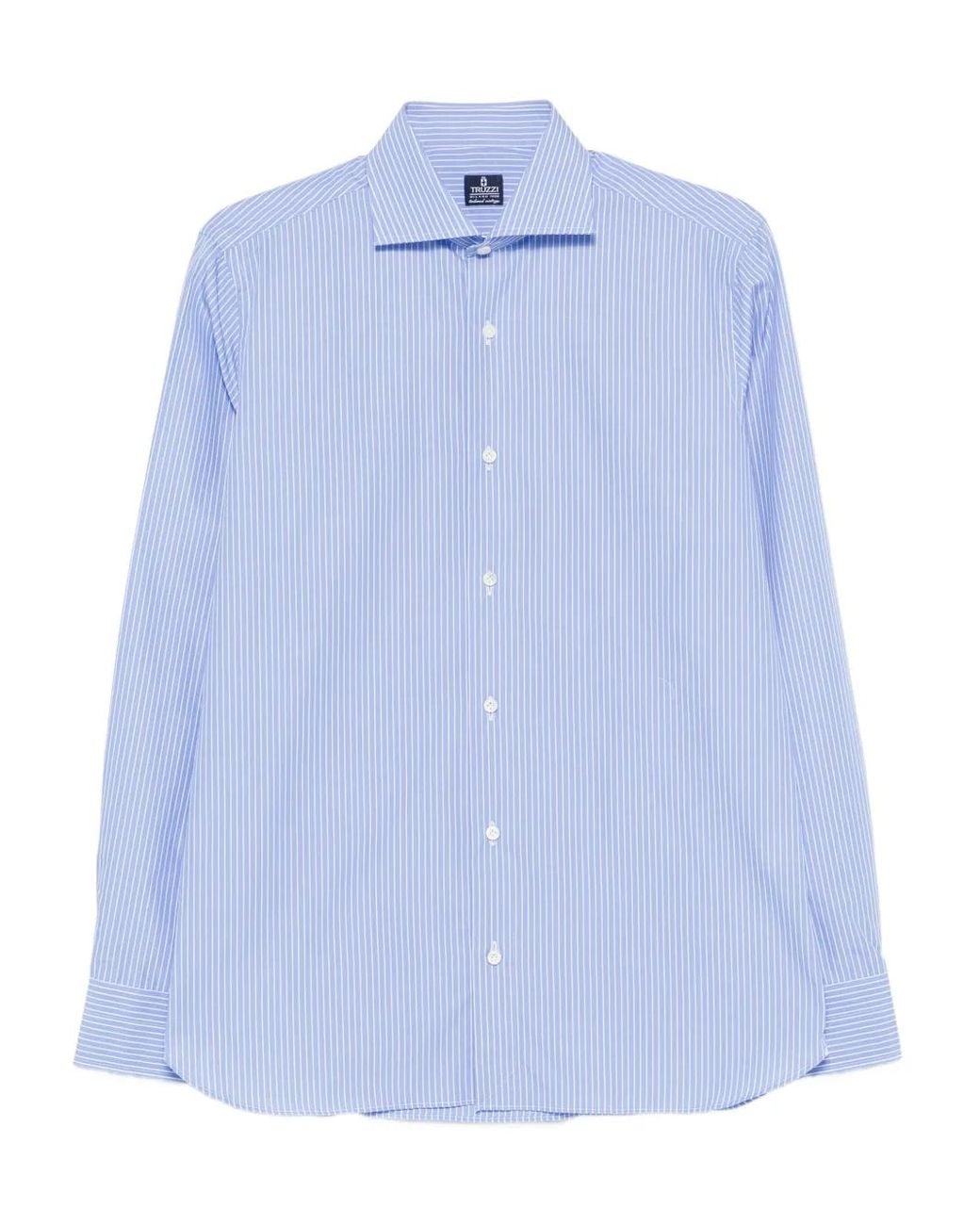 Camicia A Righe di Truzzi in Blue da Uomo