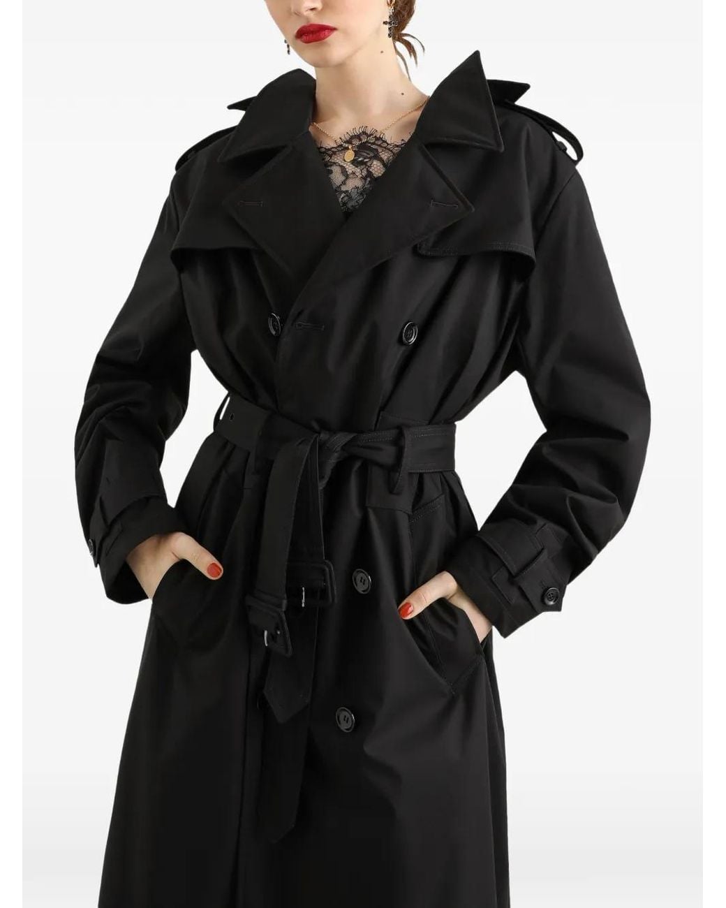 Dolce & Gabbana Black Double-Breasted Trench Coat