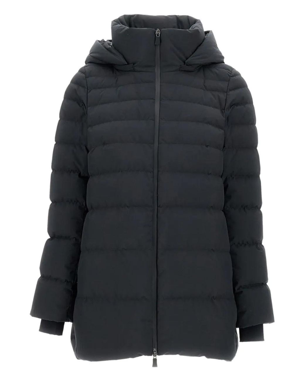 Herno Black Detachable-Hood Padded Coat