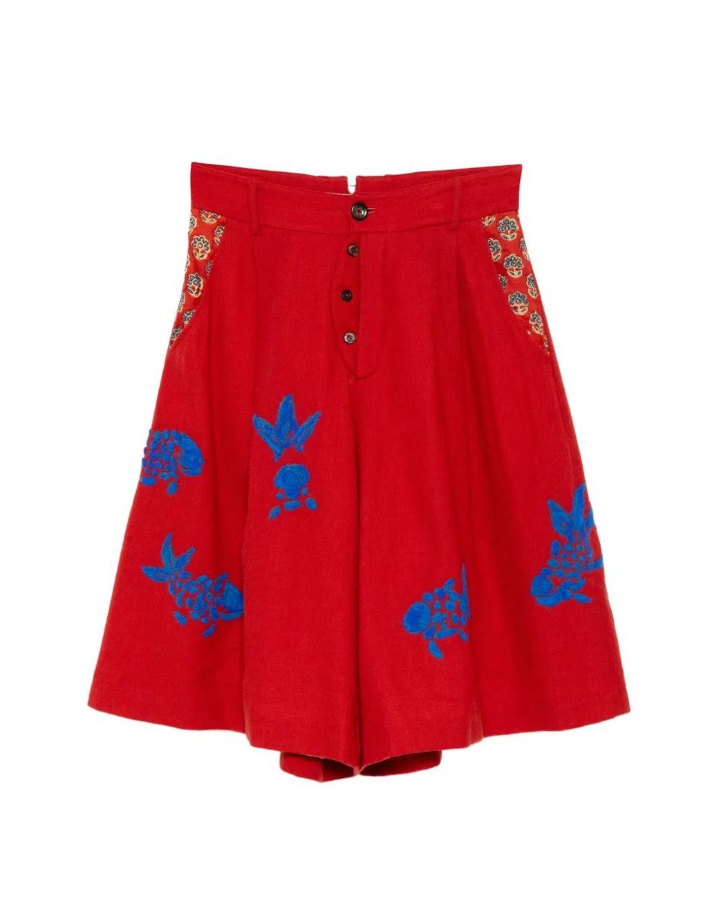 GG IN RED Red Short À Broderies