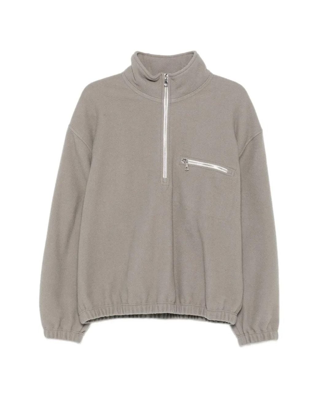Rier Gray Half-Zip Fleece Sweatshirt for men