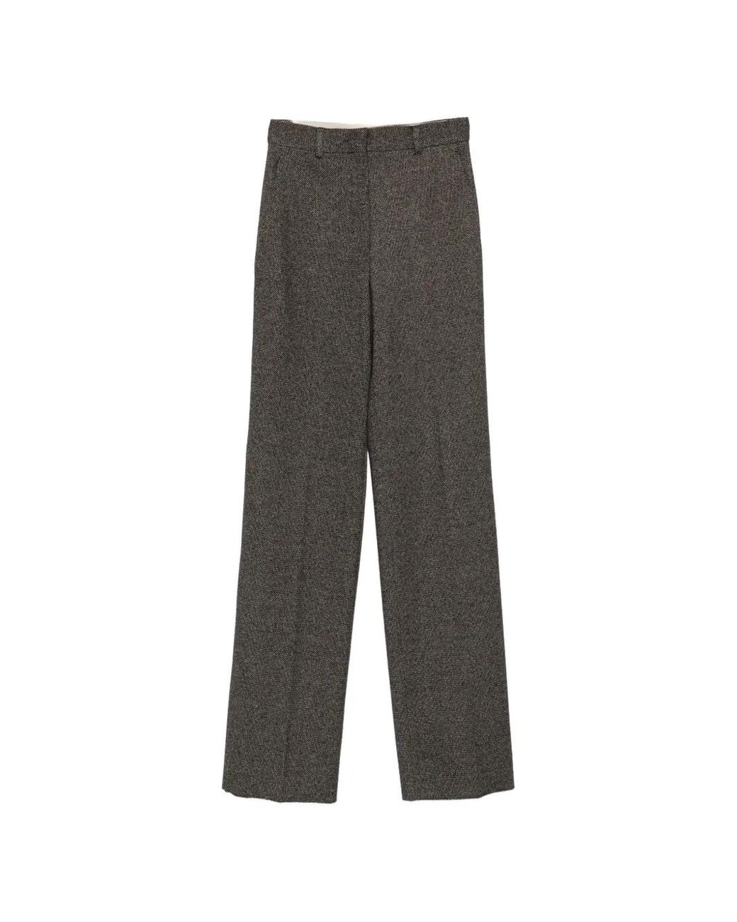 Max Mara Gray Mstedicola Tweed Straight-Leg Trousers