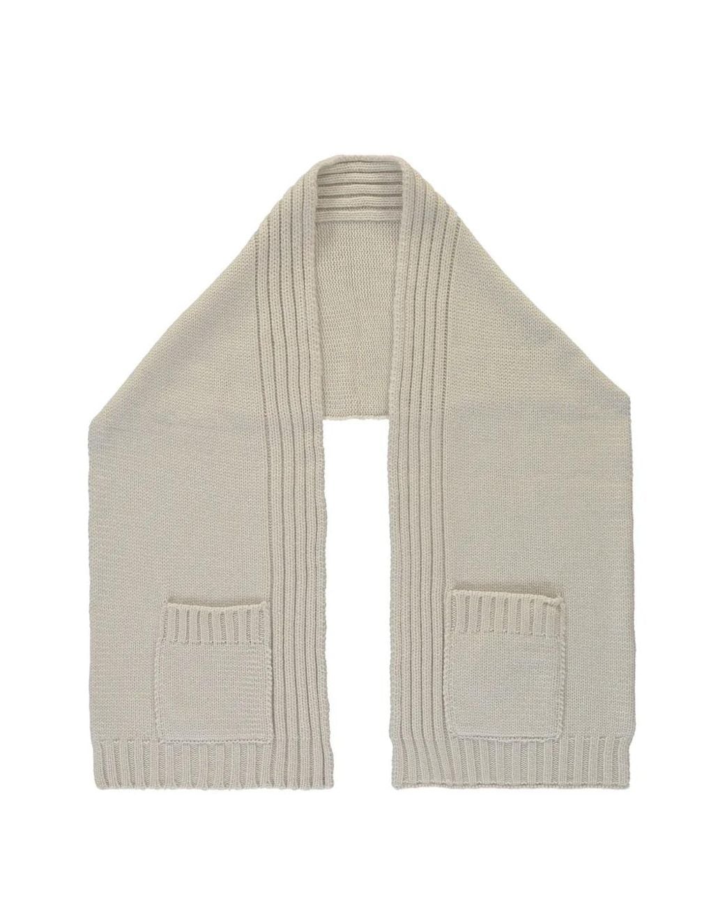 Moorer White Pocket-Detail Ribbed Scarf