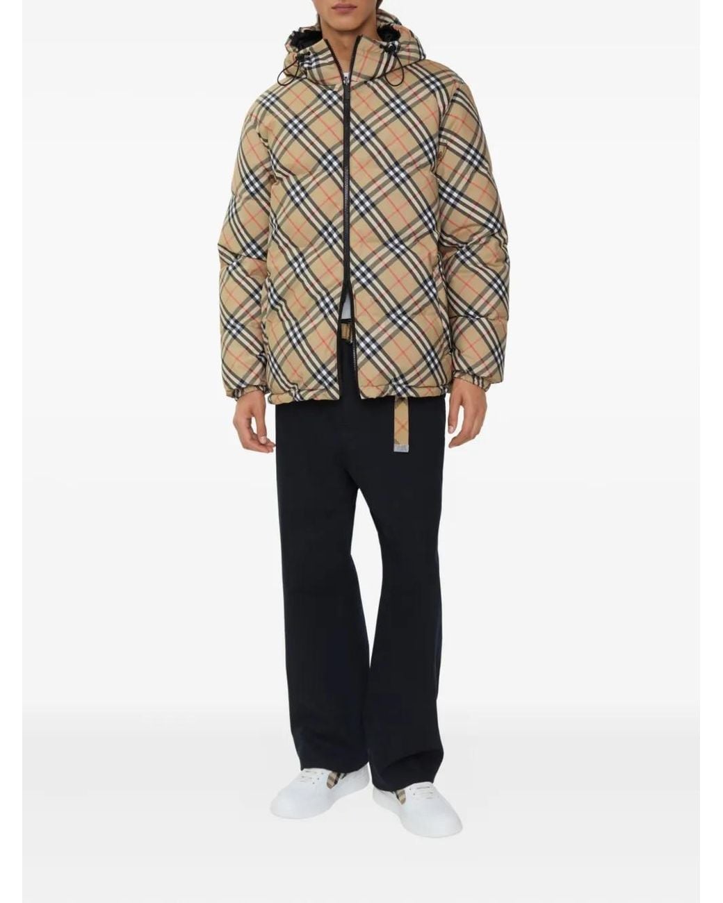 Burberry Black Down Reversible Check Puffer Jacket for men