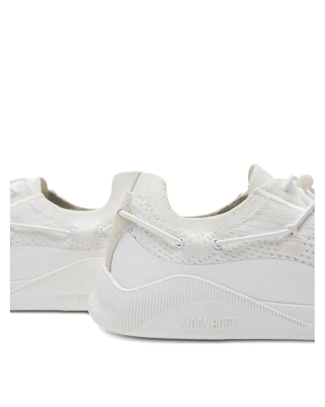 Moon Boot Schoenen ,Wit ,Suède Moonlight Knitted Lace-Up Sneakers in het White