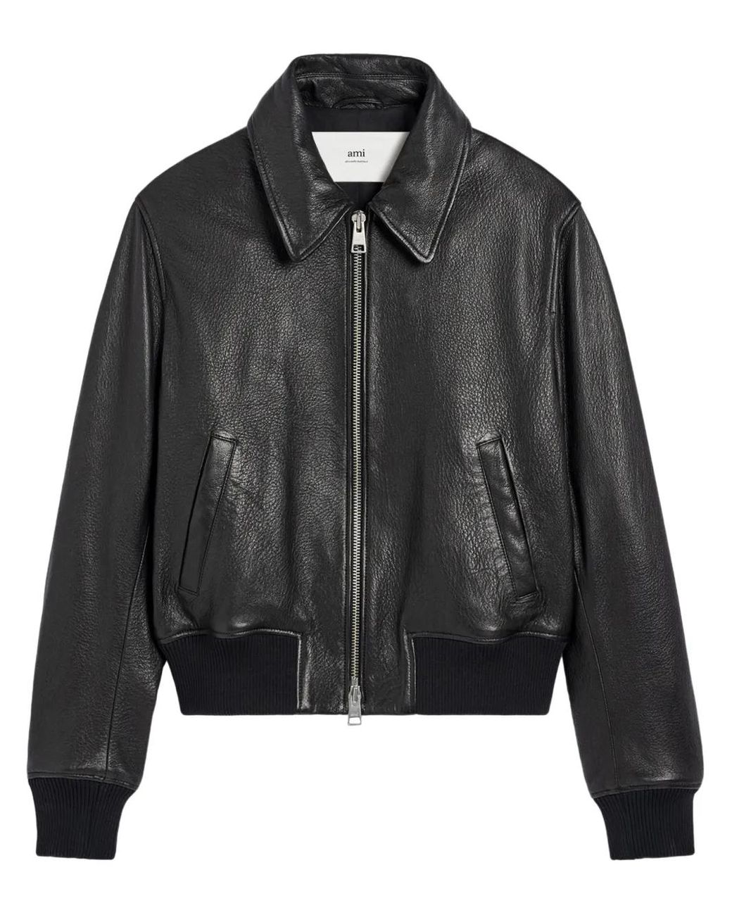 Ami Paris ジップアップ レザージャケット ブラック | Lyst