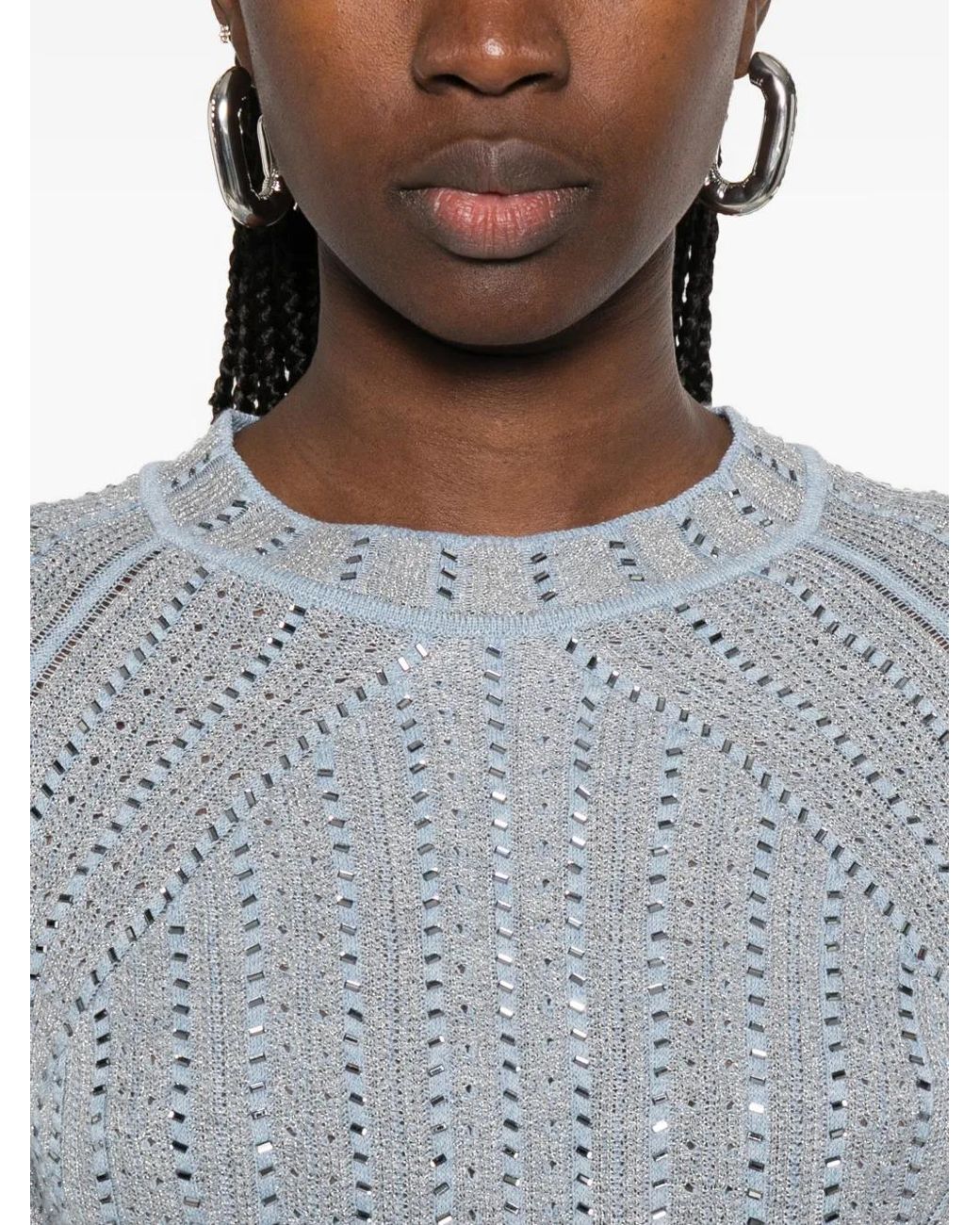Ermanno Scervino Blue Openwork T-Shirt