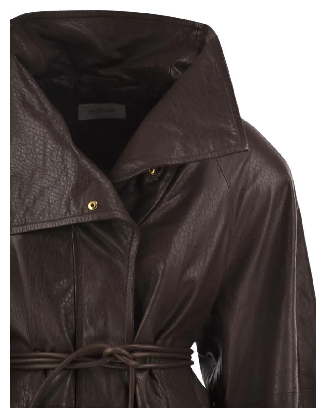 Sportmax Black Belted High-Neck Leather Jacket