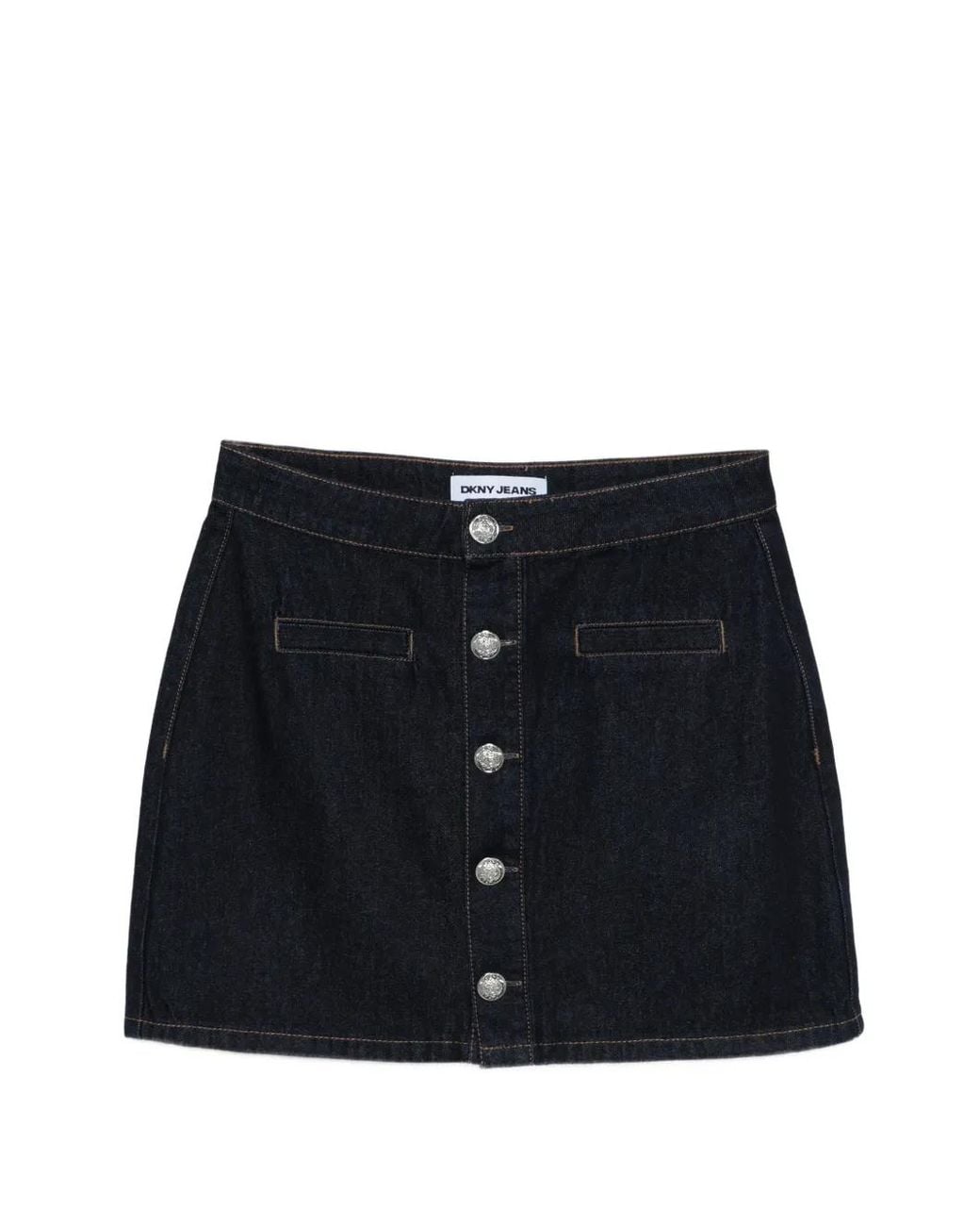 DKNY Black High-Rise Button-Details Skirt