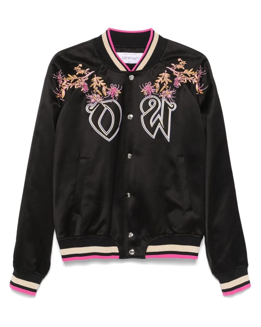 Off-White c/o Virgil Abloh Black Eagle Embroidered Satin Bomber Jacket for men
