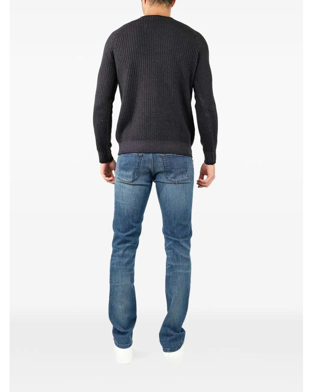 Al Duca D'aosta Blue Ribbed-Knit Wool Sweater for men