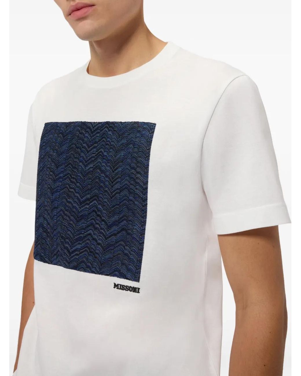 Missoni Blue Cotton Jersey Crew-Neck T-Shirt With Insert for men