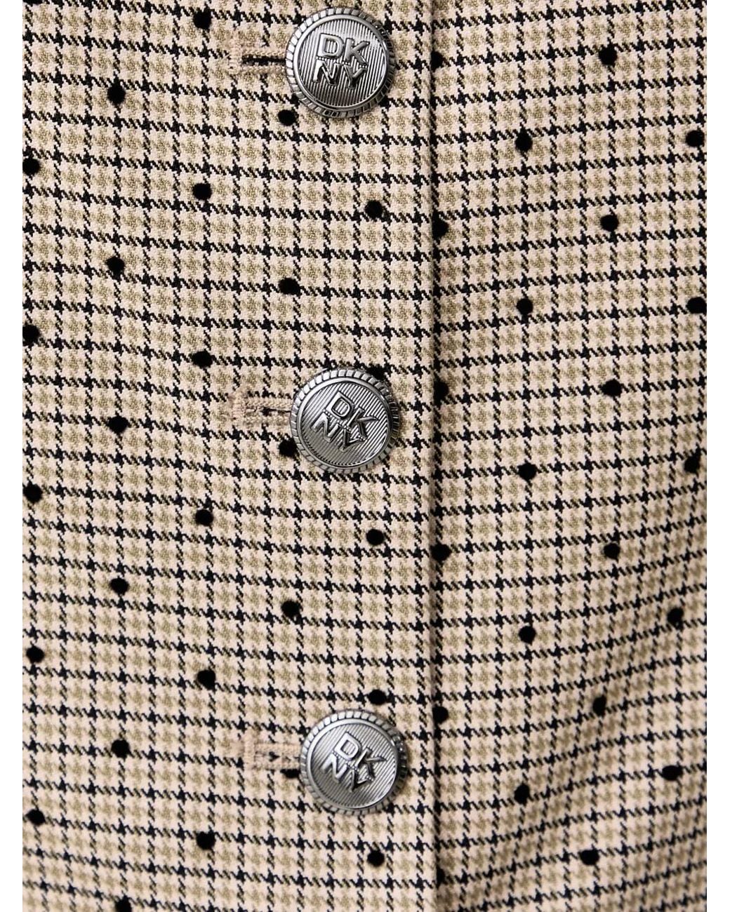 DKNY Natural Check-Pattern Button-Front Top