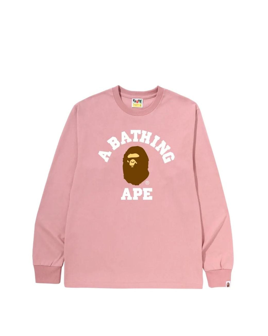 A Bathing Ape Pink Logo-Print Long-Sleeve T-Shirt for men