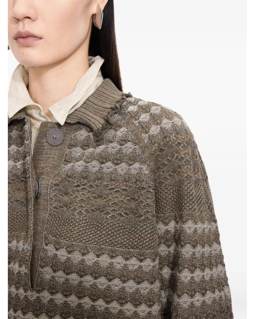 JNBY Gray Geometric-Print Sweater