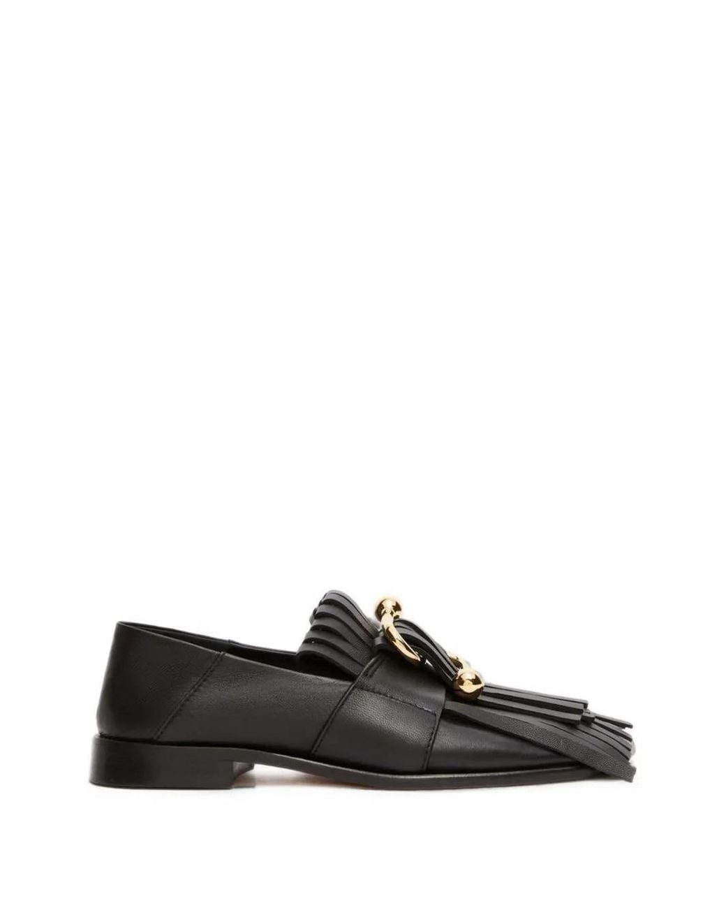 Sportmax Black Fringe-Detail Hardware-Embellished Loafers