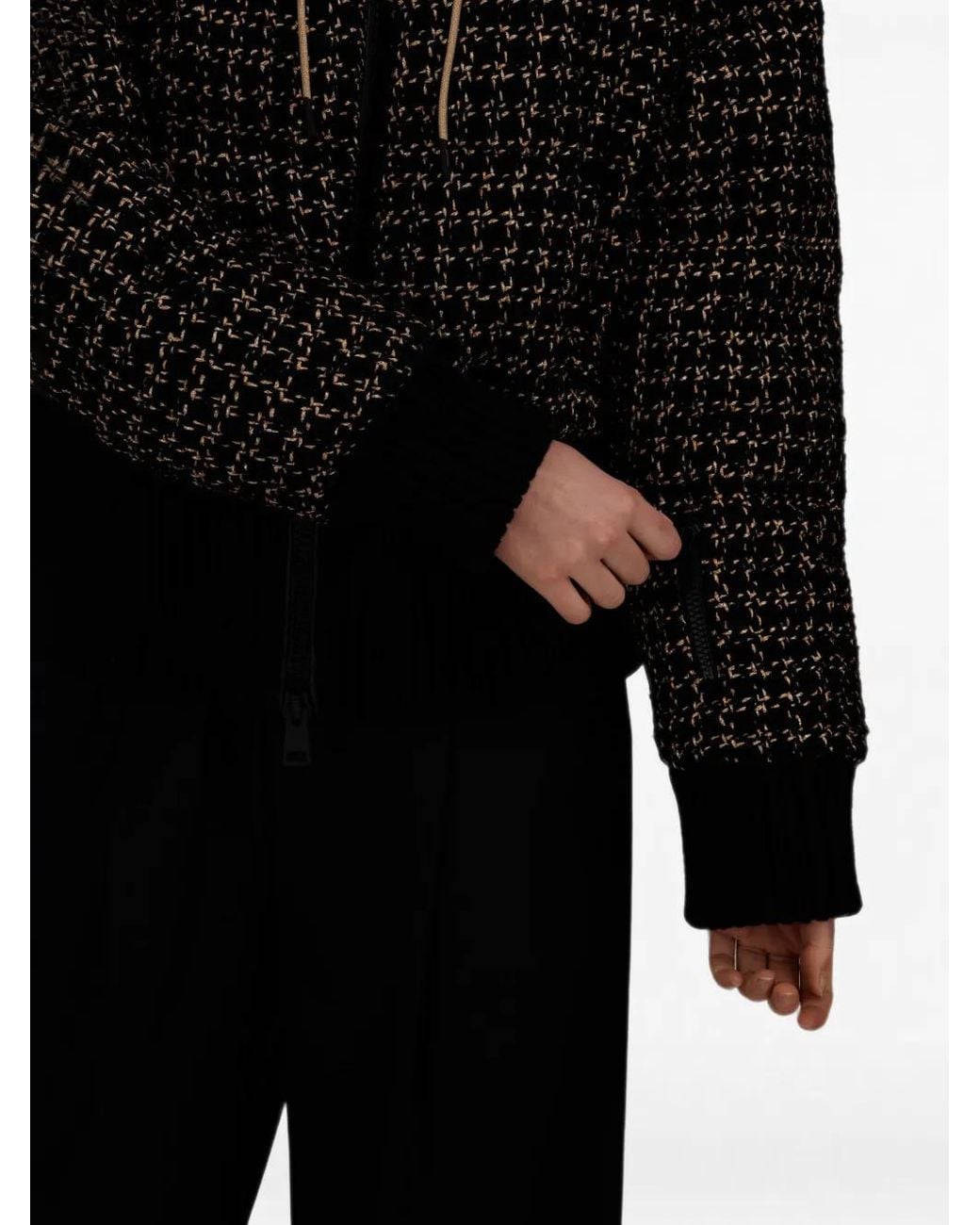 Herno Black Veste À Capuche En Maille Bouclée