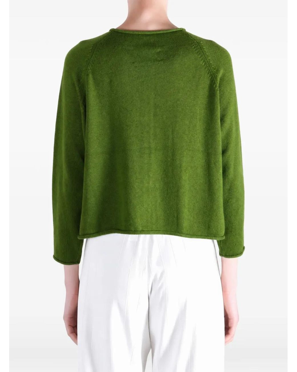 Nikki Chasin Green Ida Button-Up Raglan-Sleeve Cardigan