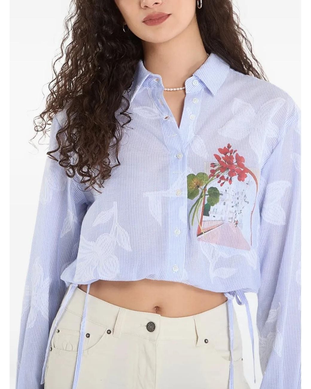Desigual White Chemise À Fleurs
