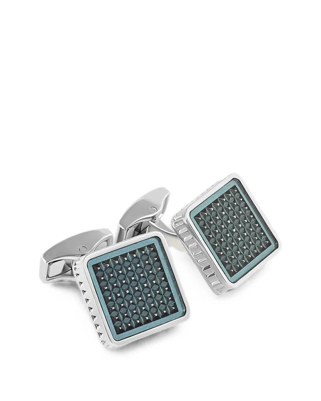 Tateossian Blue Giza Ice Square-Shape Cufflinks for men