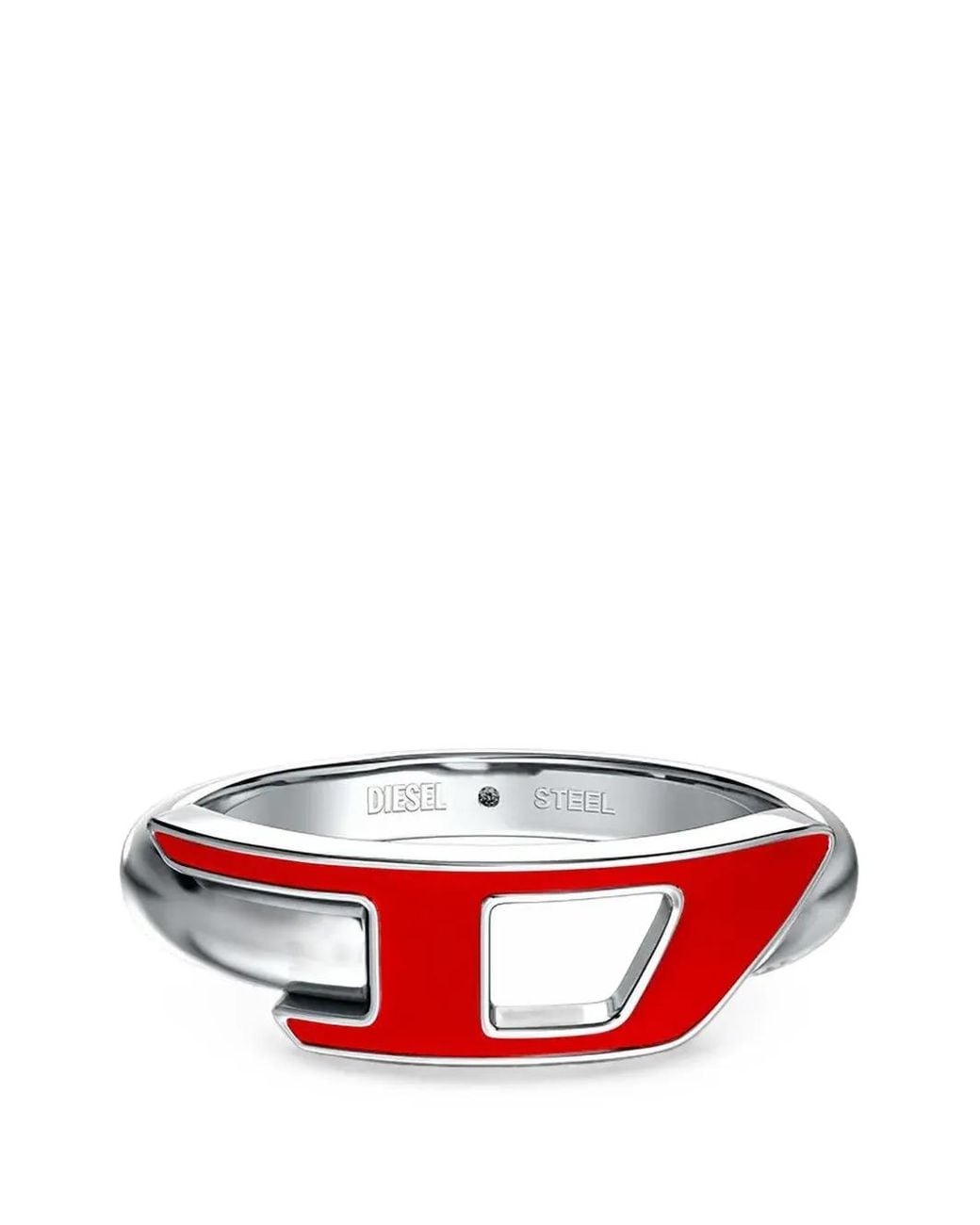DIESEL Red Bague Oval D À Plaque Logo