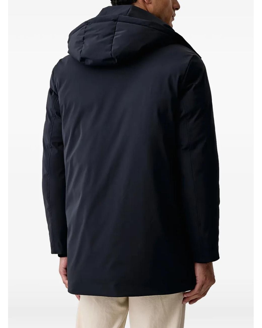 Karl Lagerfeld Blue Hooded Logo-Plaque Jacket for men