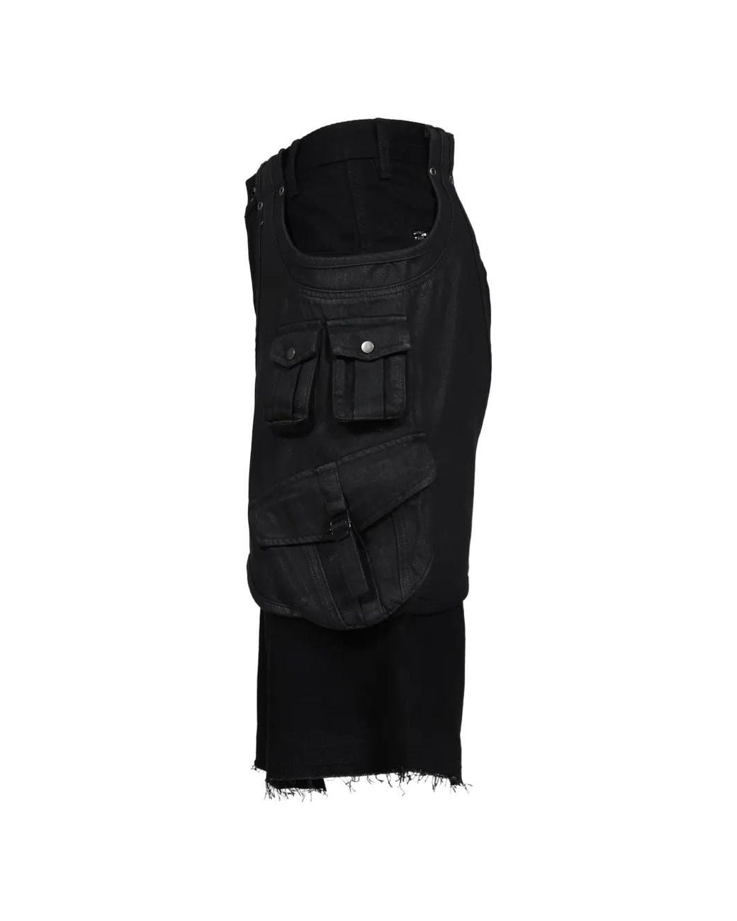 Troubled Waters Black Parasite Double-Layered Cargo Shorts for men