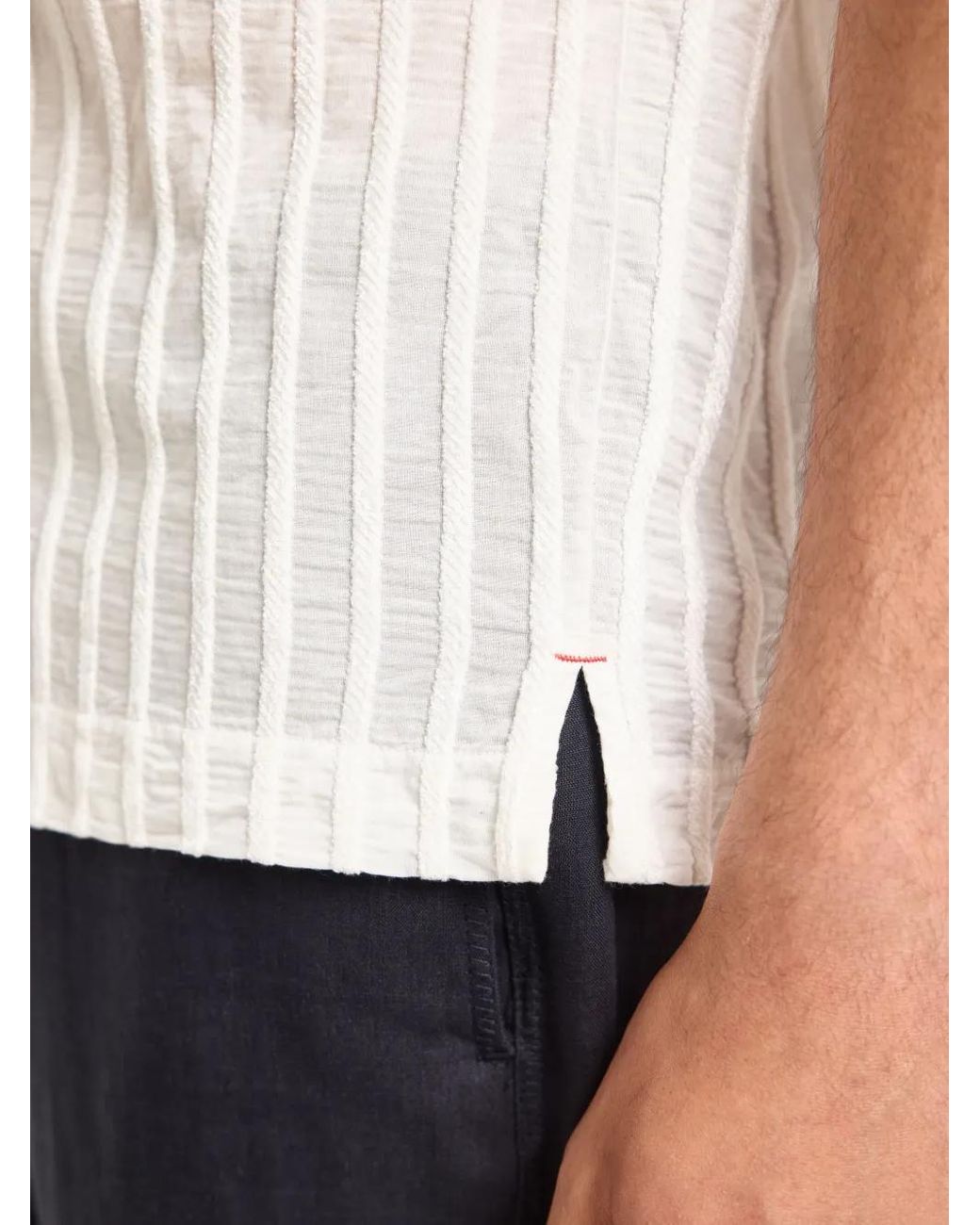 Orlebar Brown White Maitan Stripe Shirt for men