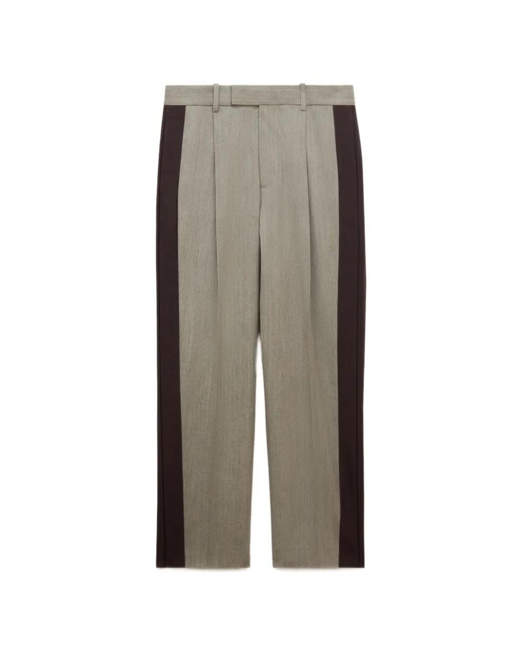 Marni Brown Wool Pants With Contrast Side Bands for men