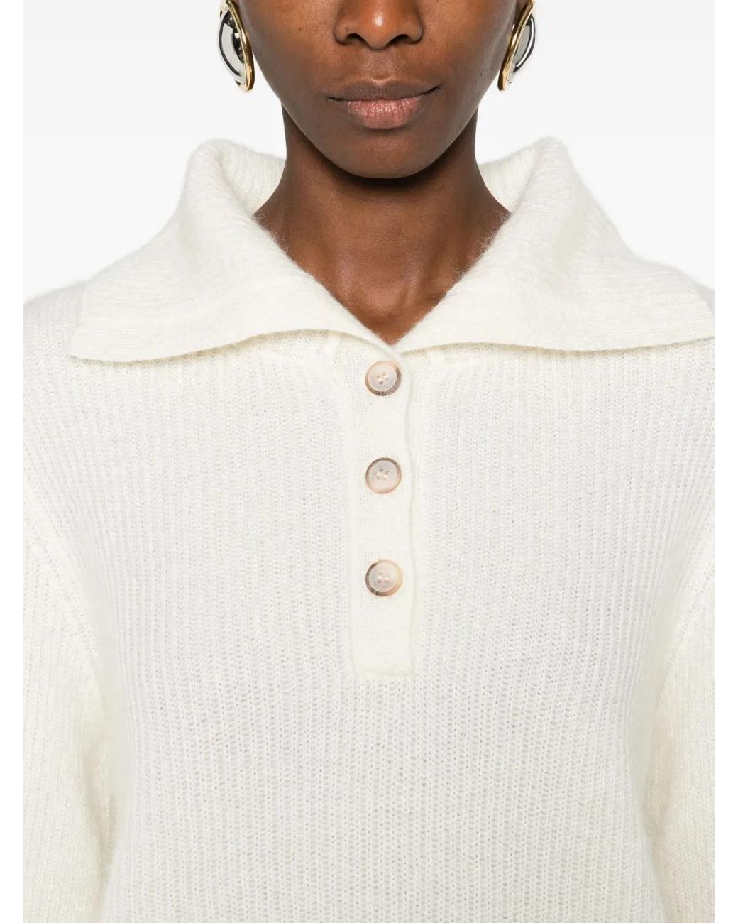 Gran Sasso White Button Collared Sweater