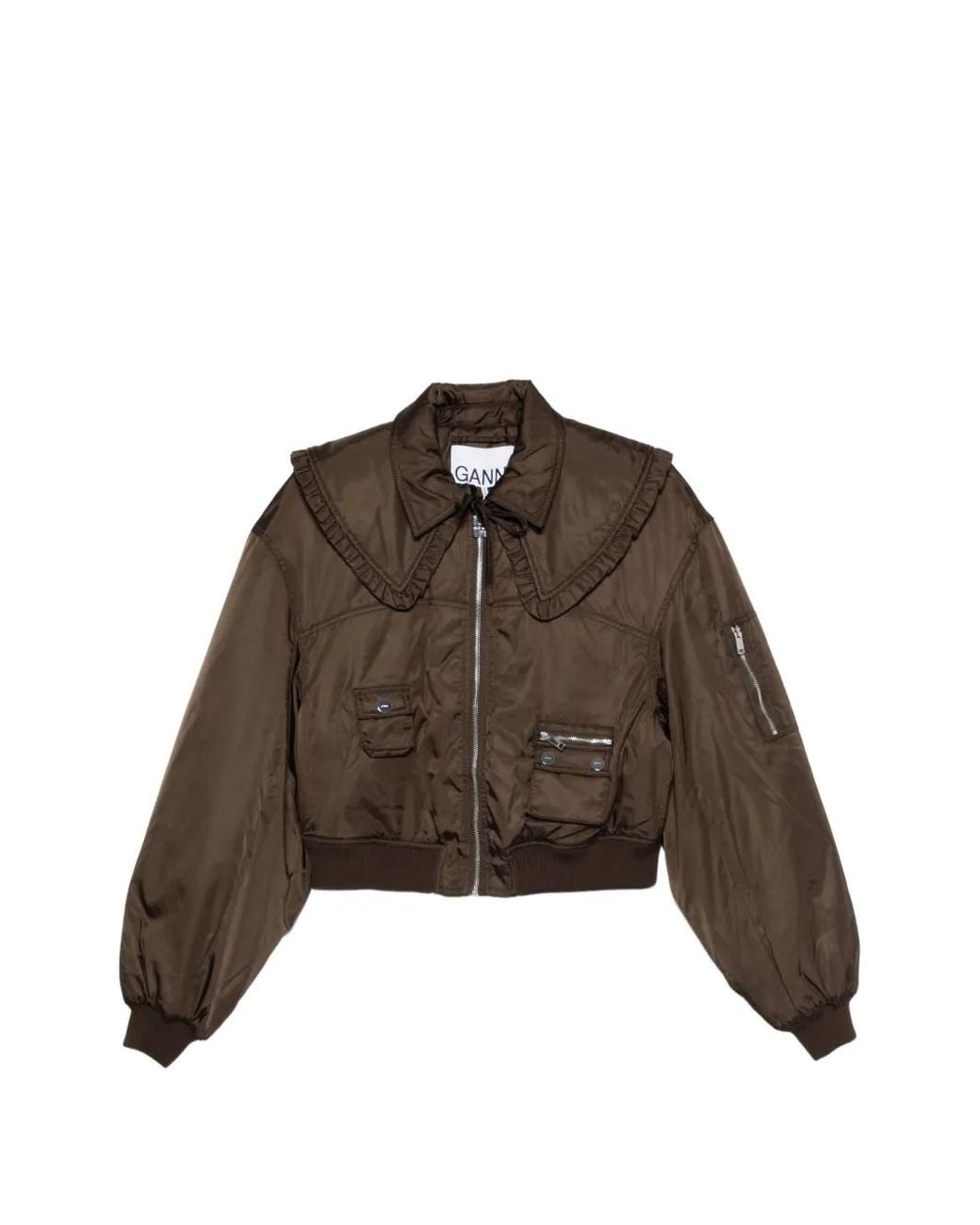 Autry Brown Ruffled-Detail Pocket Jacket