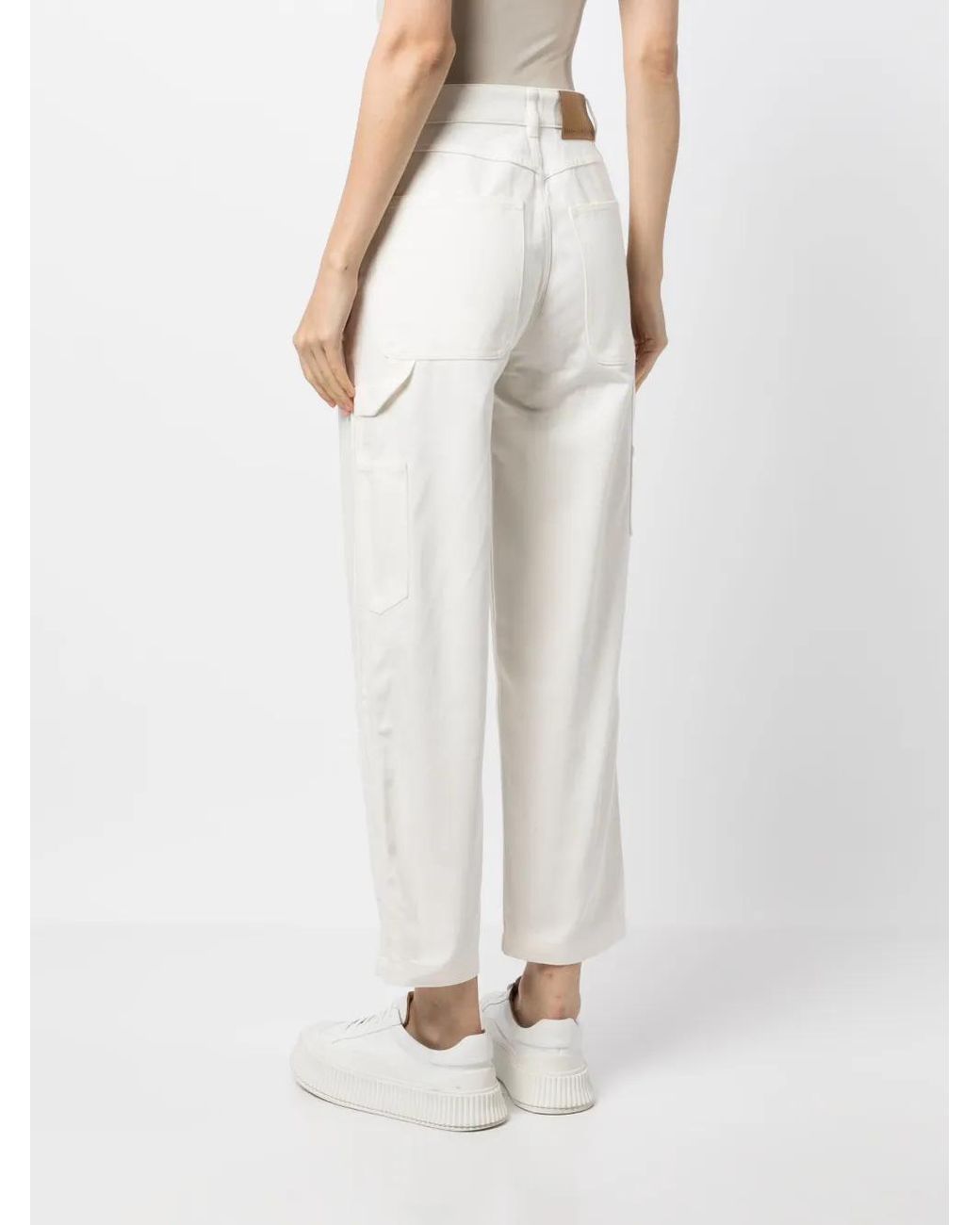 Maison Kitsuné White Cropped Straight-Leg Jeans