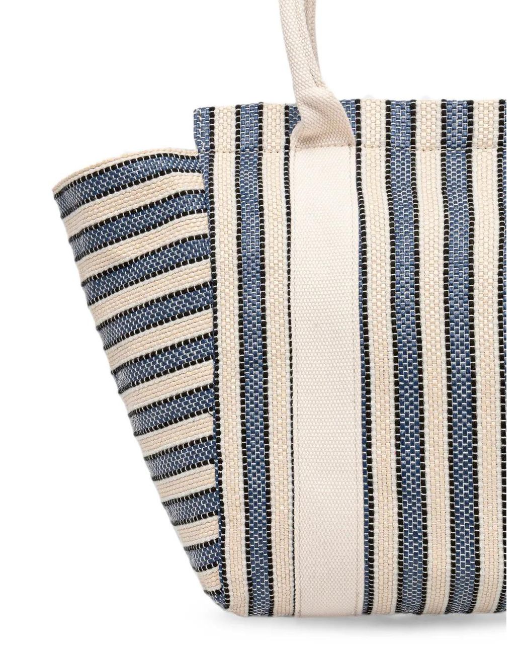 Morgan White Striped Tote Bag