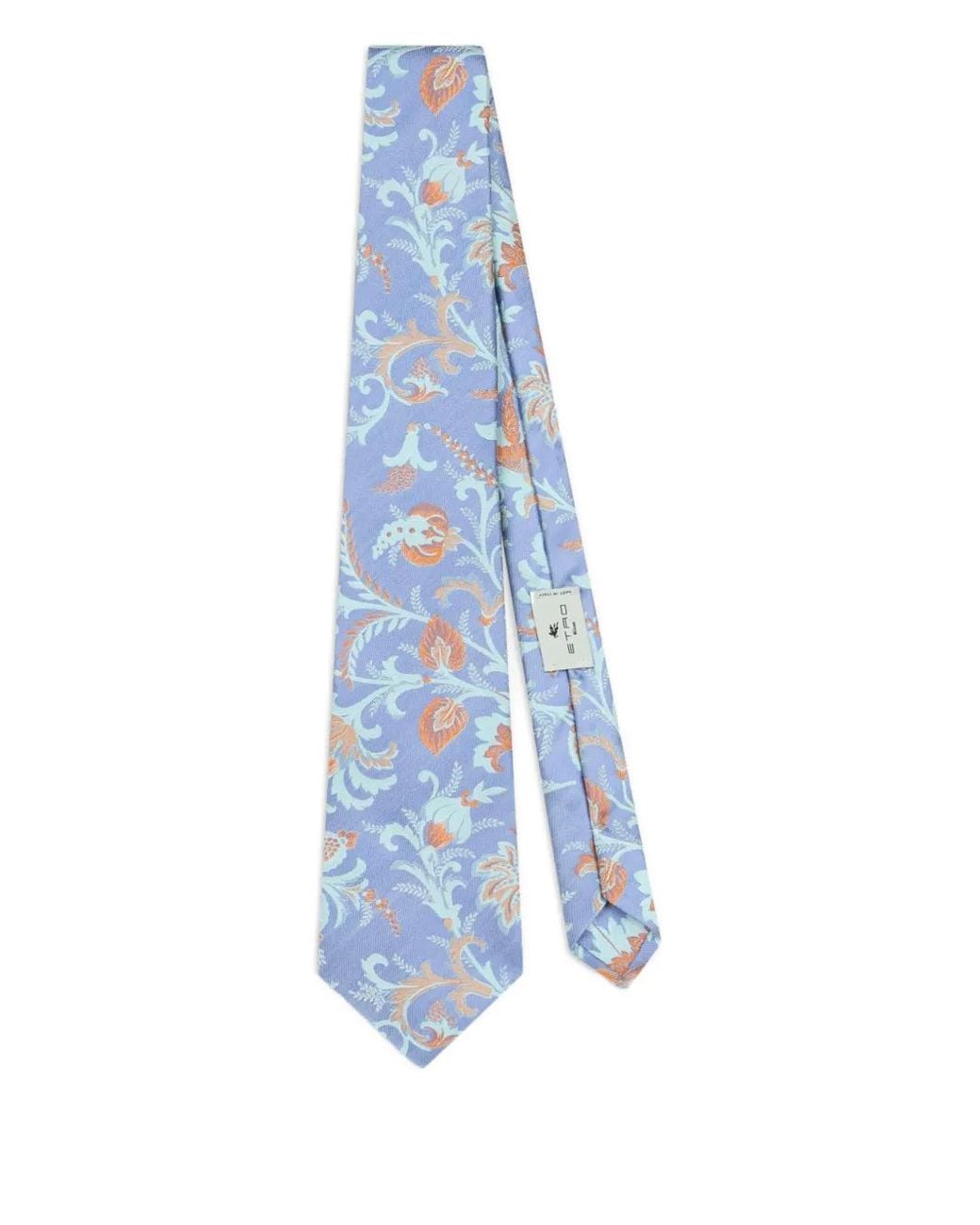 Etro Blue Silk Jacquard Tie With Floral Motif for men
