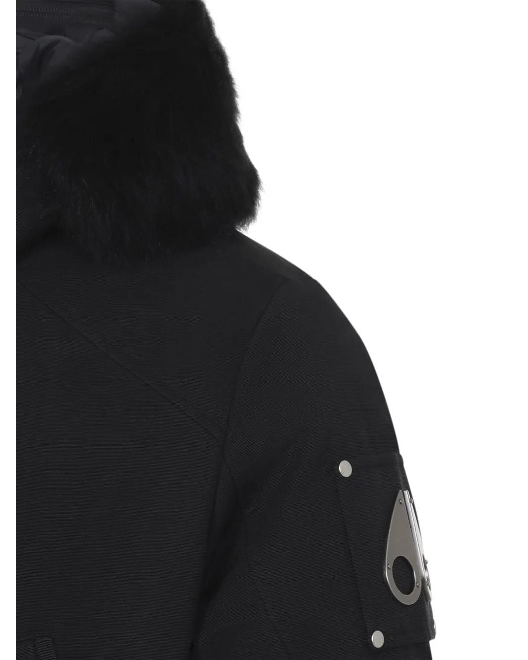 Moose Knuckles Black Original Stirling Fur-Trim Hooded Coat for men