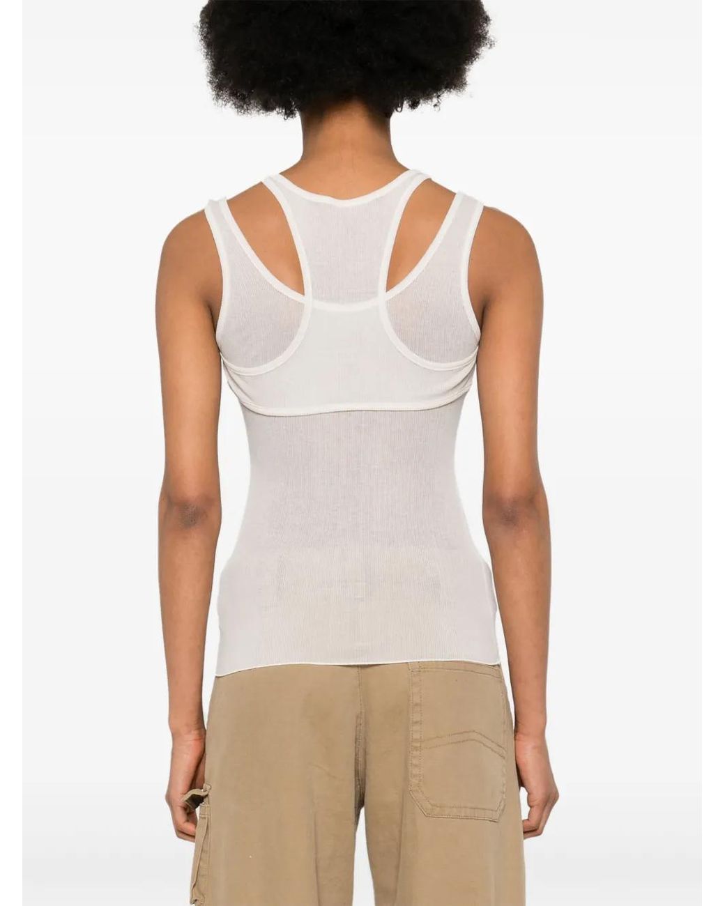 ANDREADAMO White Fine-Ribbed Cut-Out Tank Top
