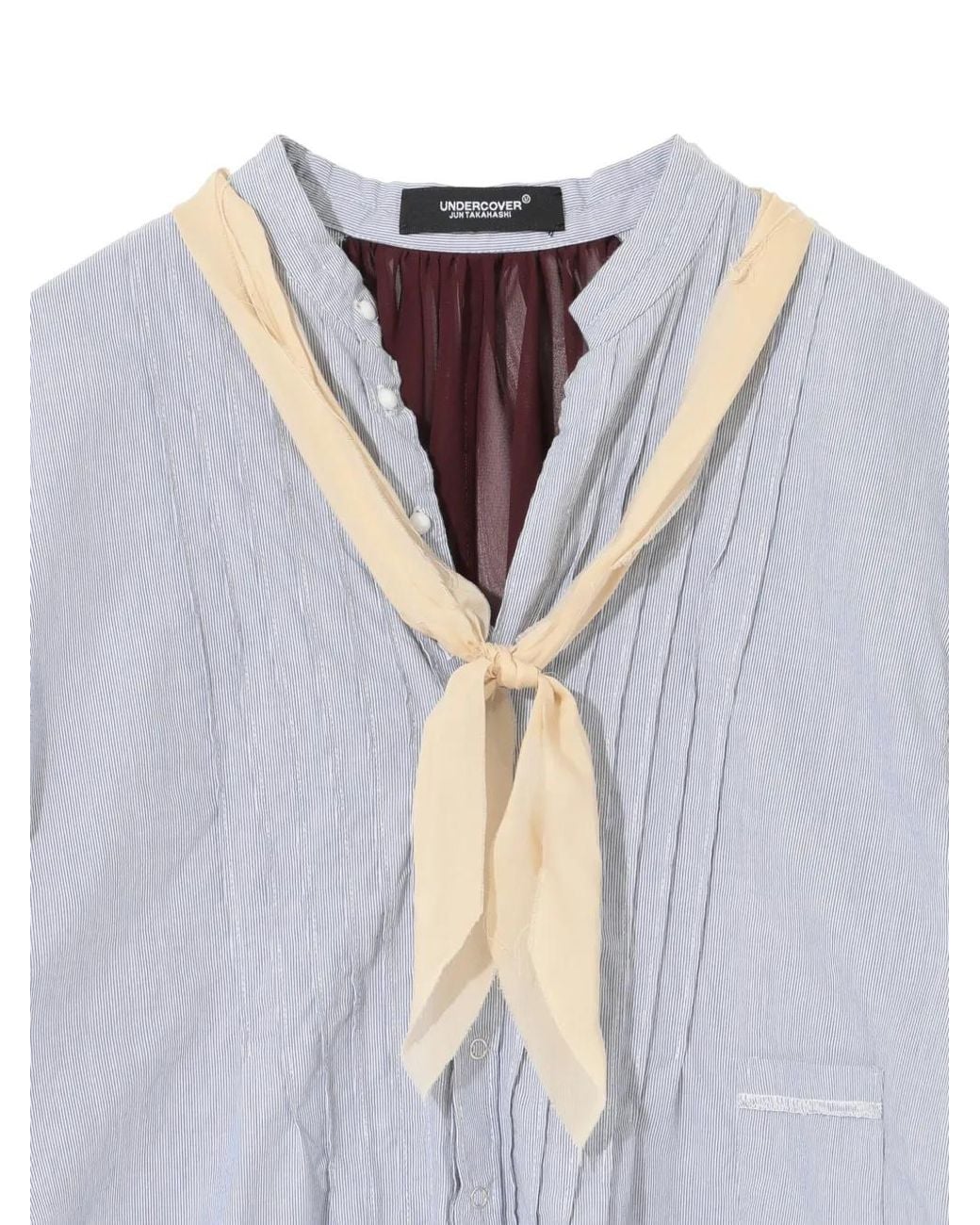 Undercover Blue Pinstripe Ruffled Blouse