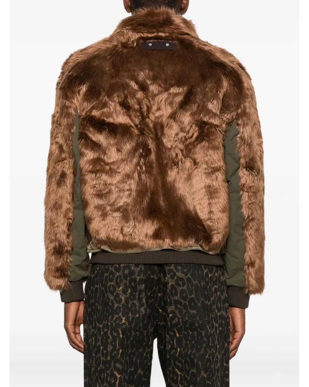 ANDERSSON BELL Brown Faux-Fur Bomber Jacket for men